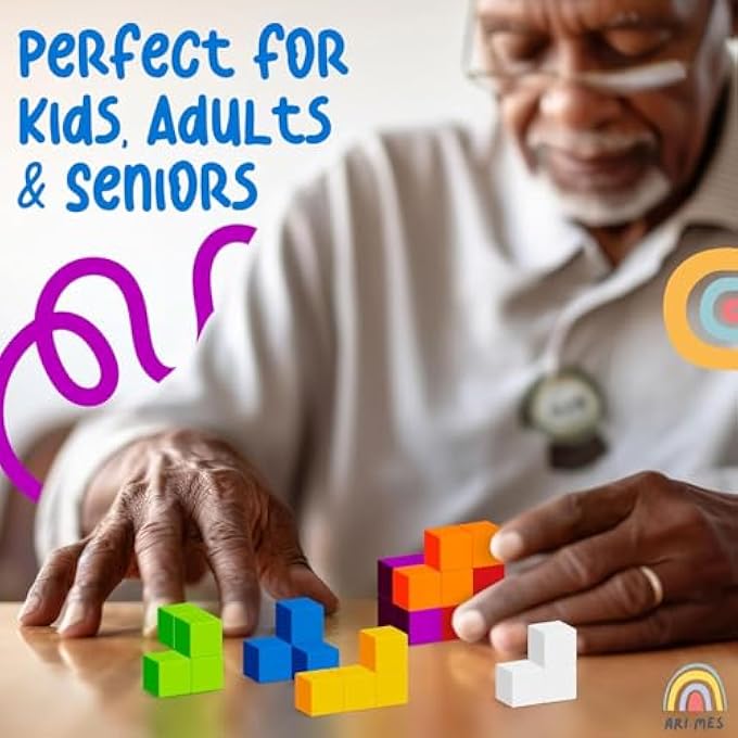 3D SOMA CUBE WOODEN PUZZLE WITH 60 CHALLENGE CARDS, BRAIN TEASER BLOCK GAME FOR ADULTS AND KIDS, MONTESSORI LOGIC & SPATIAL TRAINING TOY, FAMILY AND TRAVEL EDUCATIONAL GIFT WITH STORAGE BAG - Image 3